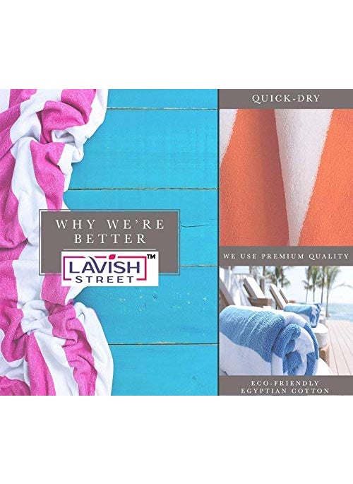Lavish Street Large Beach Pool Towel 30 X 60 Inches Hotel QualityLuxuriously Soft Absorbent Plush Towel
