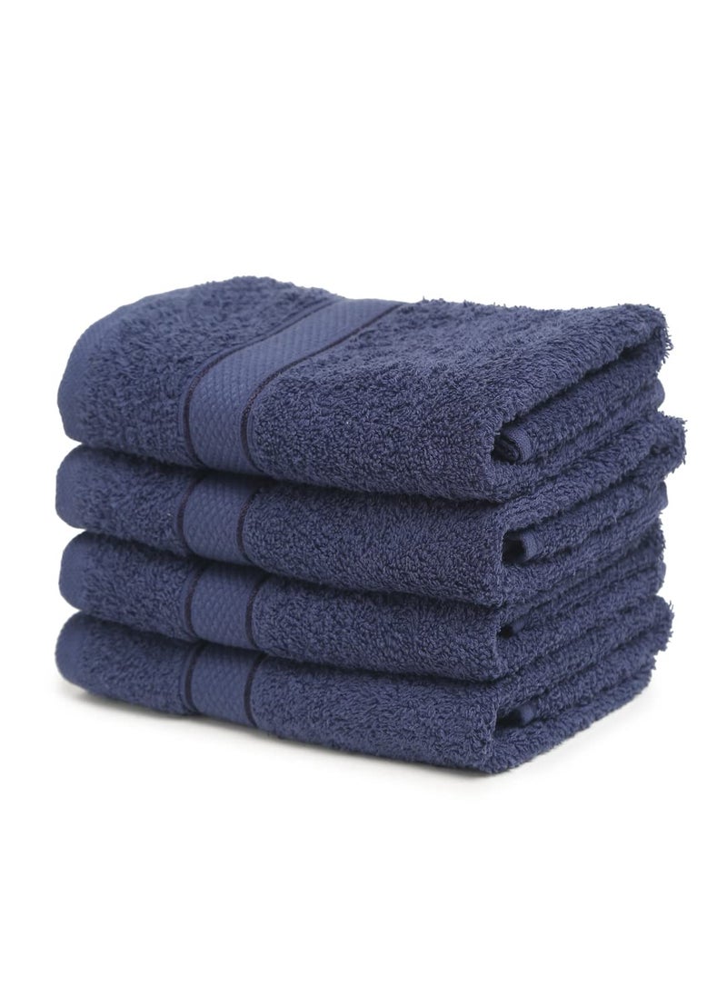Creeva 100 Terry Cotton Hand Towels Highly Absorbent 525 GSM Super Soft Quick Dry Sports Gym Workout Towel Towels 40 X 60 CM Set of 4 Navy