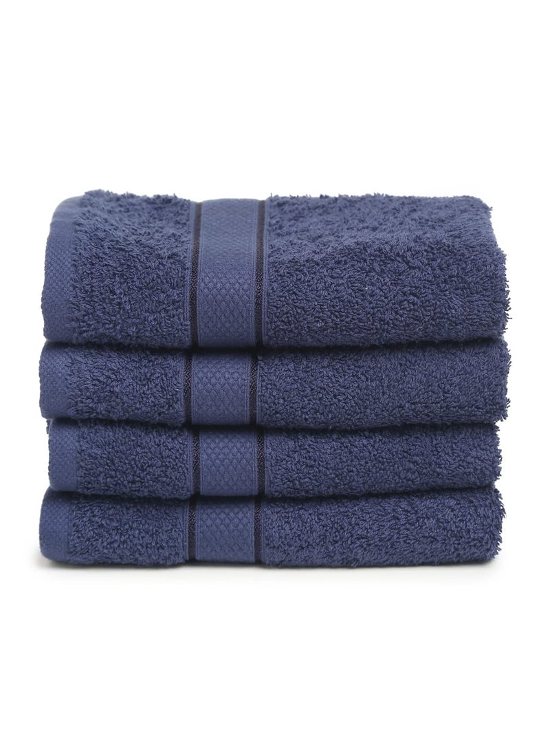 Creeva 100 Terry Cotton Hand Towels Highly Absorbent 525 GSM Super Soft Quick Dry Sports Gym Workout Towel Towels 40 X 60 CM Set of 4 Navy