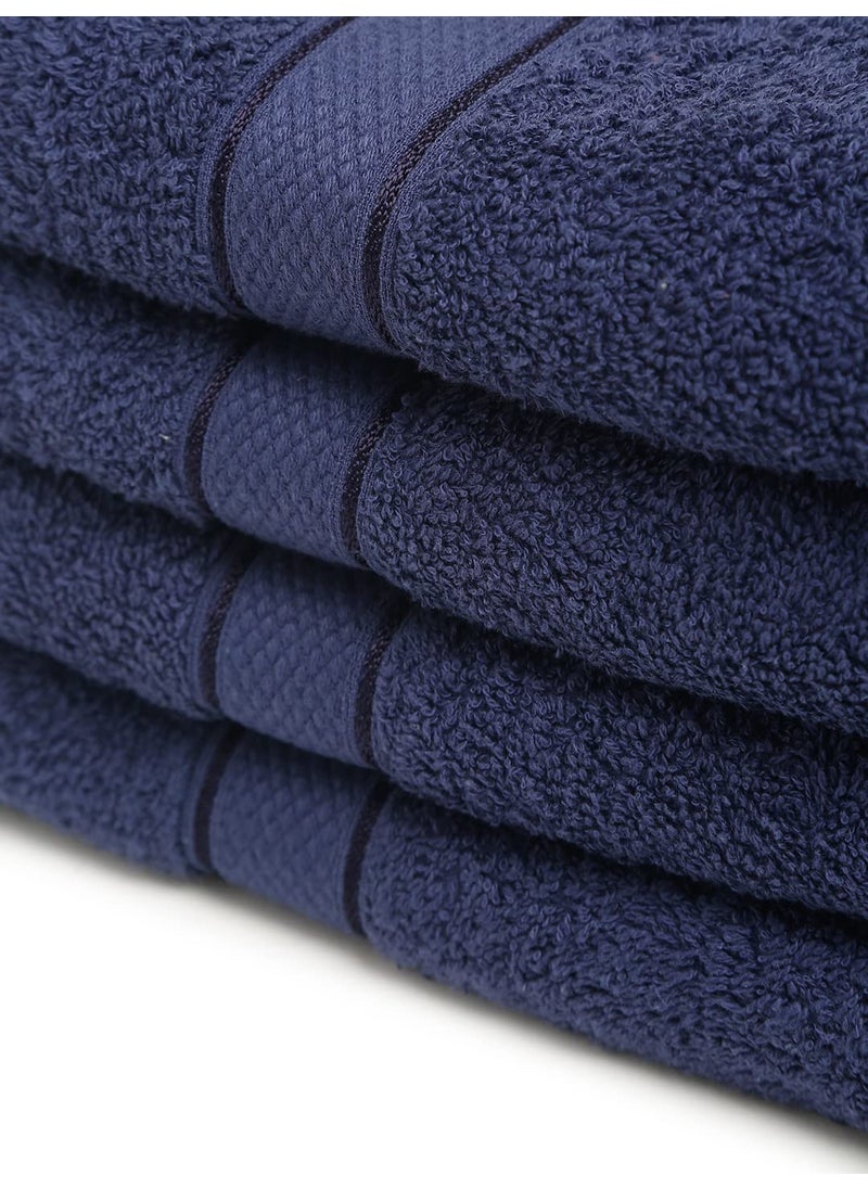 Creeva 100 Terry Cotton Hand Towels Highly Absorbent 525 GSM Super Soft Quick Dry Sports Gym Workout Towel Towels 40 X 60 CM Set of 4 Navy