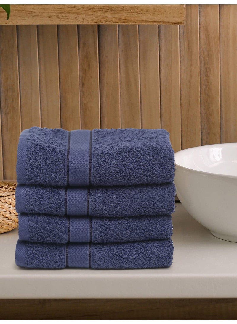 Creeva 100 Terry Cotton Hand Towels Highly Absorbent 525 GSM Super Soft Quick Dry Sports Gym Workout Towel Towels 40 X 60 CM Set of 4 Navy
