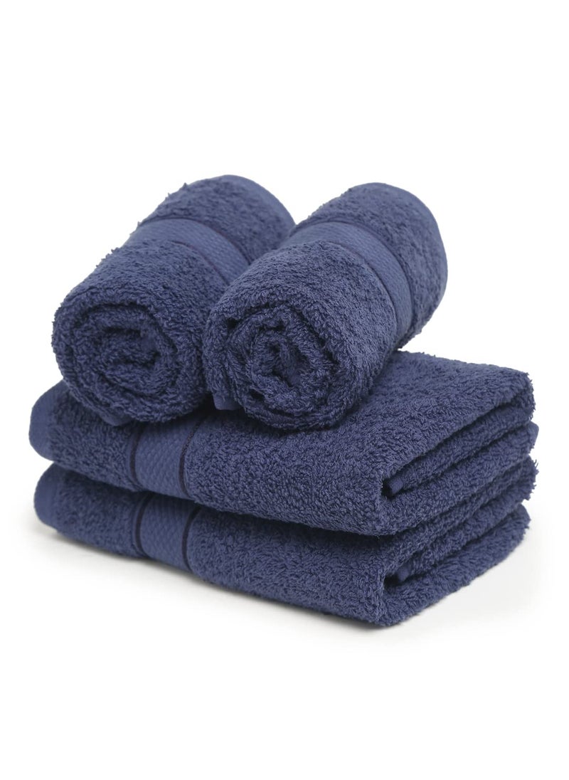Creeva 100 Terry Cotton Hand Towels Highly Absorbent 525 GSM Super Soft Quick Dry Sports Gym Workout Towel Towels 40 X 60 CM Set of 4 Navy