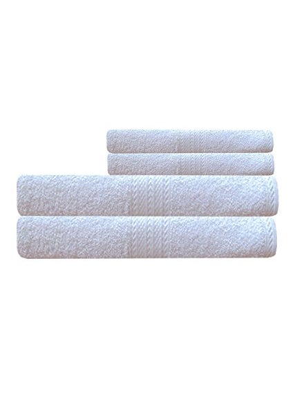 Akin Premium White Cotton 550 GSM Combo Towels Set of 4 Hand Towels 2 Bath Towels 2