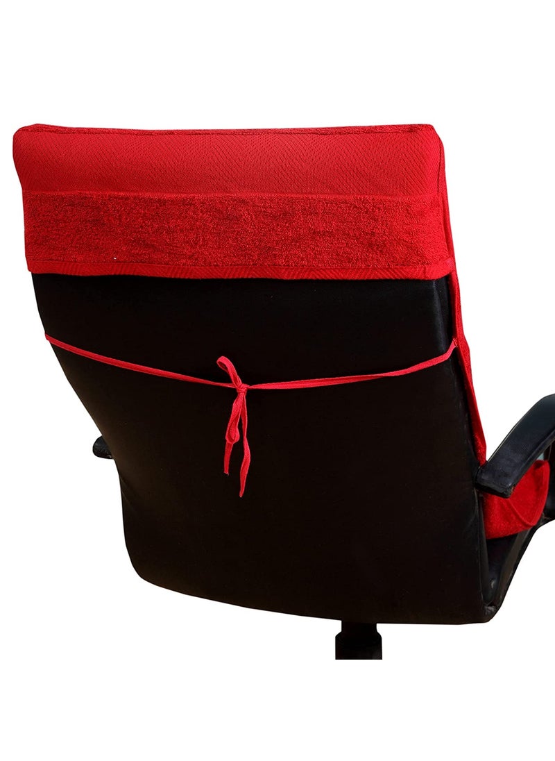 Roman Home Solid Large Luxury ALL CAR SEATS and ALL OFFICE CHAIR TOWEL with Tie Knot elistick Pack of 1 Original Product AS PER Picture Shown ch red Cotton