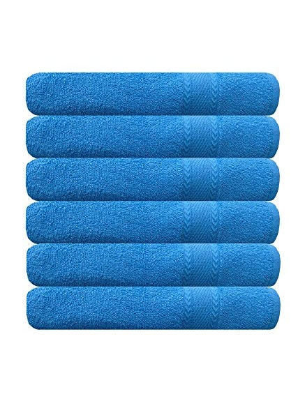 AKIN TOWEL Sky Blue Cotton Bath Towels Set of 6 Length55 inch Width28 inch 500 GSM
