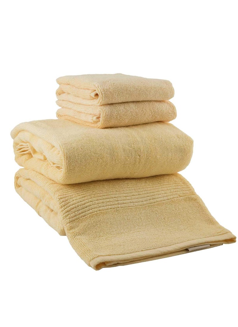 By Adab 600 GSM Ultra Soft Hand Towel Premium Cotton Anti_ Bacterial Super Absorbent Luxury Size 40 X 60 cms Pack of 3 Colour_ Yellow