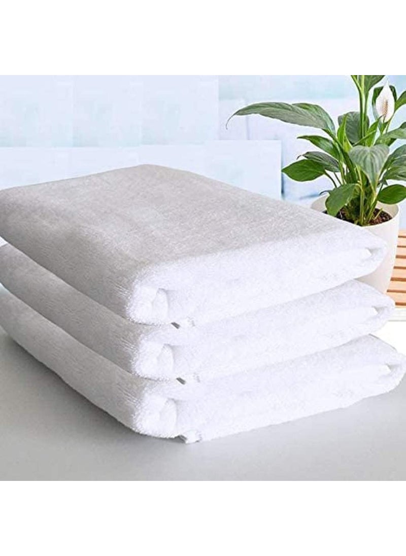 N G PRODUCTS 100 Cotton Large Full Size White Bath Towels for Hotel and Spa Super Soft Absorbent Antibacterial 350 GSM Full Large Size60 inch x 30 inch or 152 cm x 76 cm 3 Piece