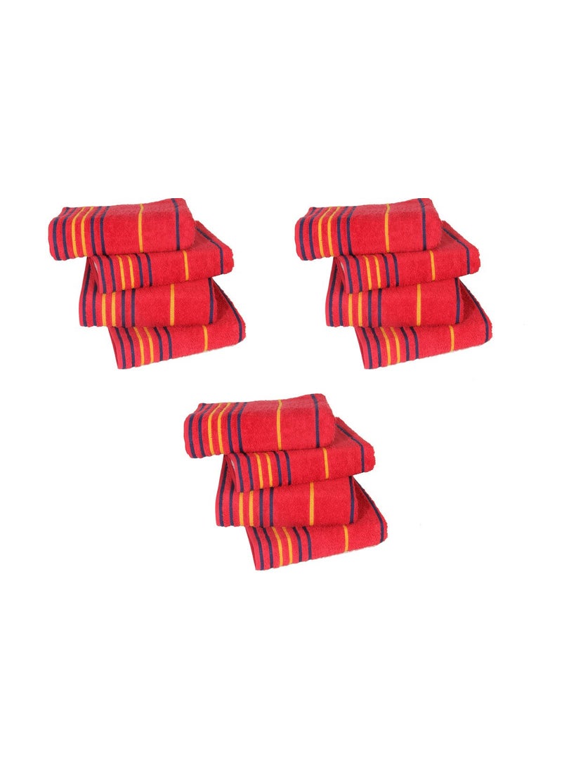 AKIN Premium Red Cotton 550 GSM Hand Towels Set of 12 Length24 Width16