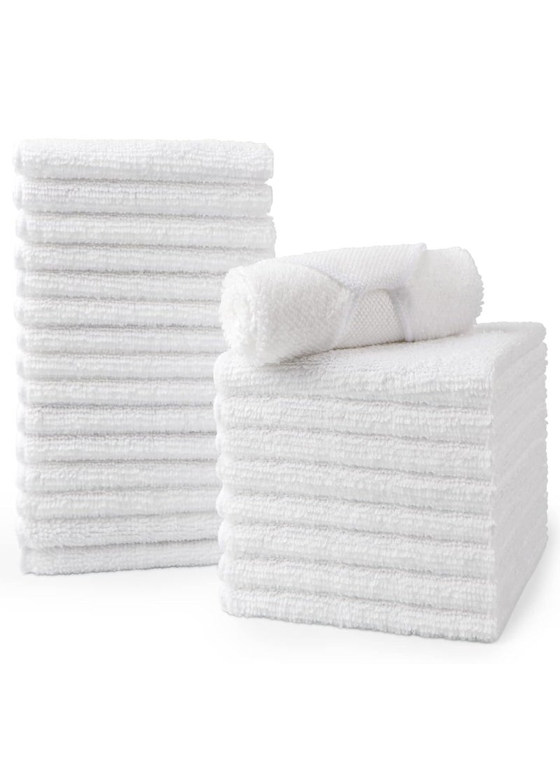 HOMEXCEL Microfiber Washcloths Towel Pack of 24 12 x 12 Highly Absorbent and Soft Face Towels Wash Cloths for Bathroom Gym Hotel and Spa Fast Drying MultiPurpose Cleaning Cloth White