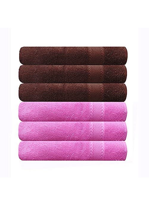 AKIN Premium Baby Pink Brown Cotton 500 GSM Hand Towels Set of 6 Length24 Inches Width17 Inches
