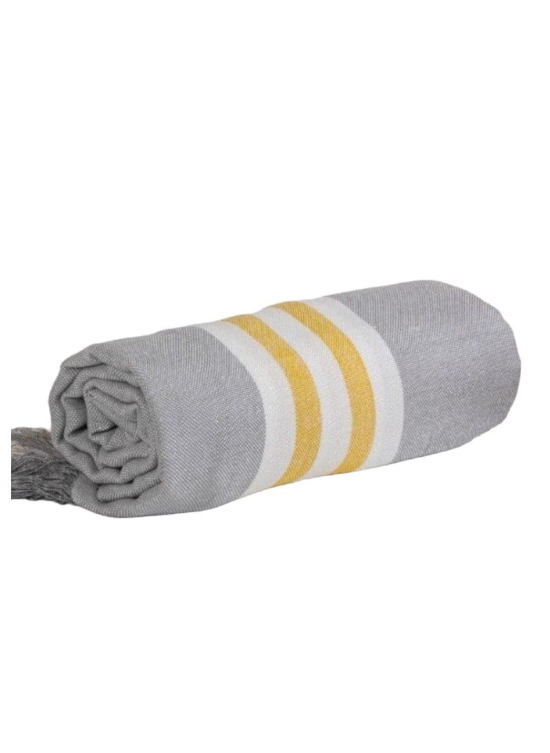 Eddika 100 Turkish Bamboo Fiber Bath Towel Antibacterial Anti Odour ecoFriendly and Sustainable Bamboo Fibre Towel I Ultra Soft Quick Dry Towel for Home Travel Grey Yellow Set of 1