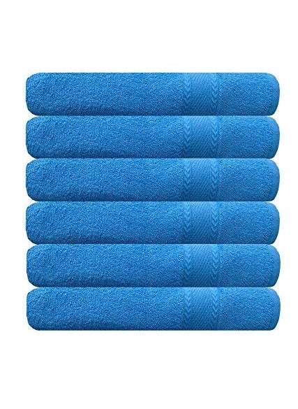 Akin Towel Sky Blue Multicolor Cotton Hand Towels Set of 6