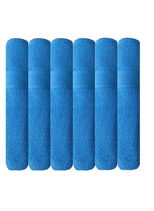 Akin Towel Sky Blue Multicolor Cotton Hand Towels Set of 6