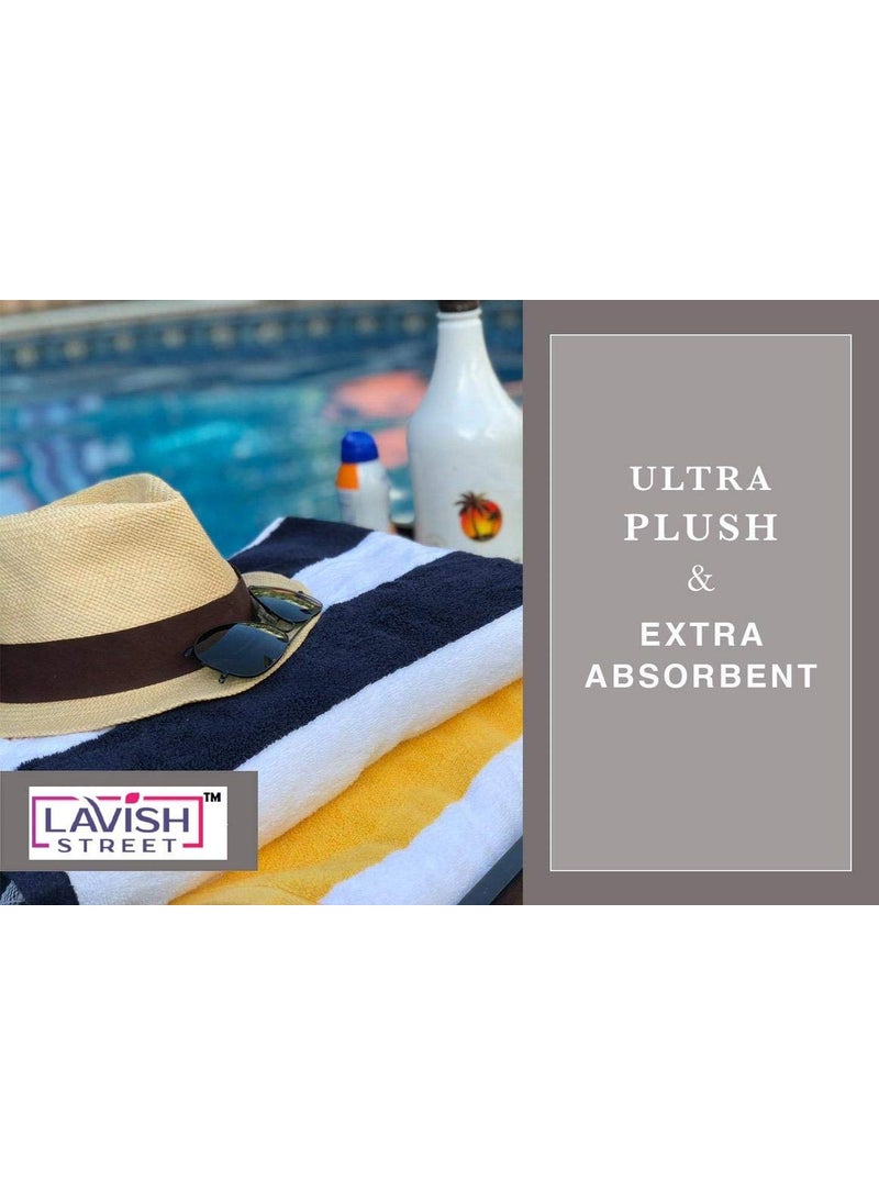 Lavish Street Large Beach Pool Towel 30x60 Oversized Cabana Stripe Hotel QualityLuxuriously Soft Absorbent Plush Towel