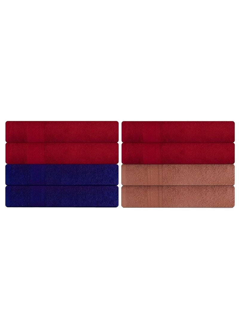 KSC Shop Royal Multicolor Cotton Hand Towels Set of 8 Hand Towels Bathroom Towel Bathroom Napkin 60 cm x 40 cm 2 Brown4 Maroon and 2 Navy Blue