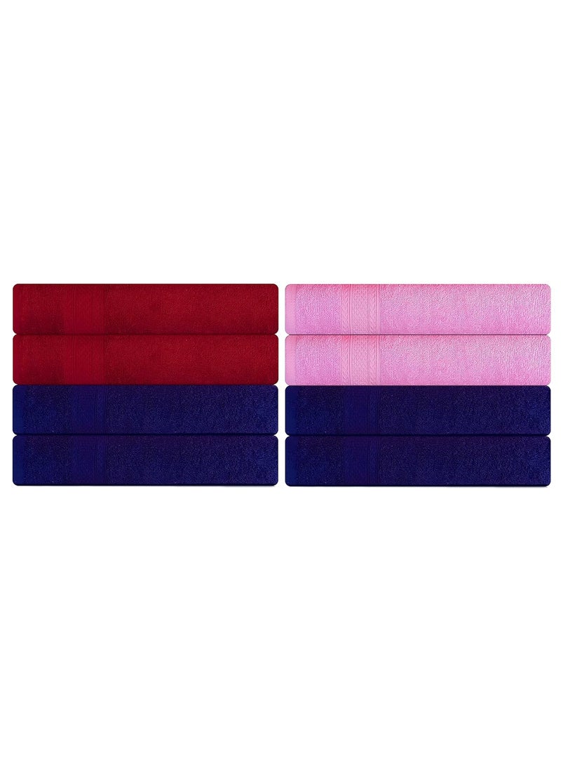 KSC Shop Royal Multicolor Cotton Hand Towels Set of 8 Hand Towels Bathroom Towel Bathroom Napkin 60 cm x 40 cm 2 Maroon4 Navy Blue and 2 Baby Pink