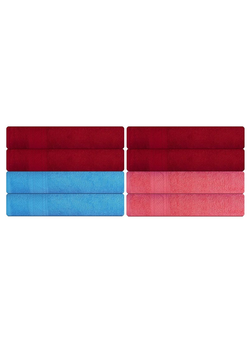 KSC Shop Royal Multicolor Cotton Hand Towels Set of 8 Hand Towels Bathroom Towel Bathroom Napkin 60 cm x 40 cm 2 Sky Blue4 Maroon and 2 Peach