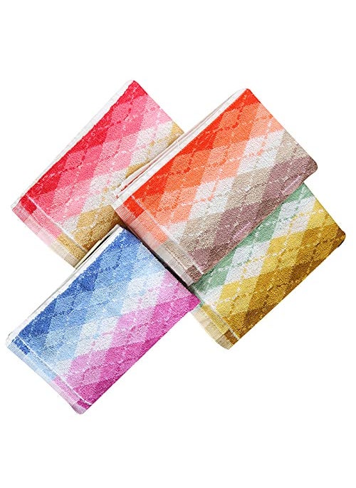 JENNY DENIAL 100 Cotton Hand Towels Set of 4 Soft Super Absorbent 375 GSM Multi Color Size 14 21 Inch