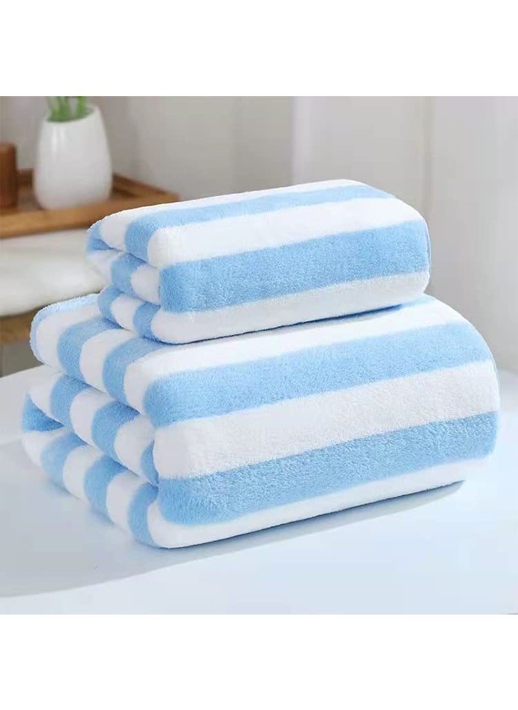 JBG HOME STORE Combo of Super Soft Towels for Bathroom Kitchen 450 GSM Microfiber Cotton Hand Towel Bath Towel Set 2 Quick Drying Absorbent Towel for Gym Spa Hotel 70 x 140 CM Blue
