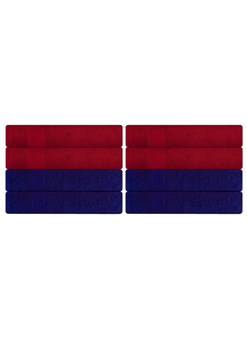 KSC Shop Royal Multicolor Cotton Hand Towels Set of 8 Hand Towels Bathroom Towel Bathroom Napkin 60 cm x 40 cm 4 Maroon and 4 Navy Blue