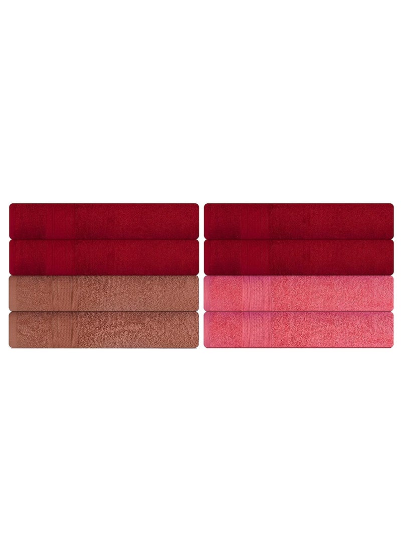 KSC Shop Royal Multicolor Cotton Hand Towels Set of 8 Hand Towels Bathroom Towel Bathroom Napkin 60 cm x 40 cm 2 Brown4 Maroon and 2 Peach