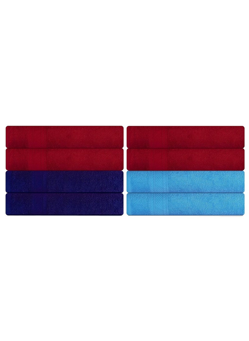 KSC Shop Royal Multicolor Cotton Hand Towels Set of 8 Hand Towels Bathroom Towel Bathroom Napkin 60 cm x 40 cm 2 Navy Blue4 Maroon and 2 Sky Blue