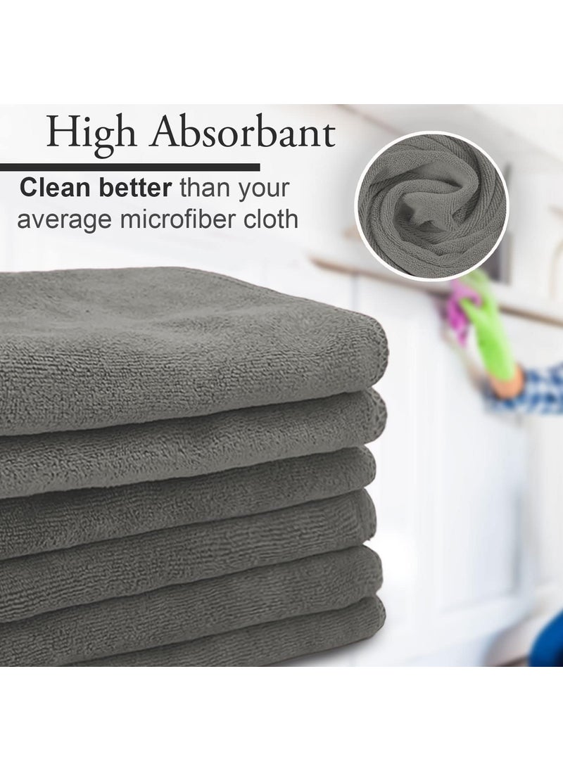 Showstopper Super Soft Microfiber Hand Towels Ultra Absorbent LintFree ScratchFree QuickDry 350 GSM Gym Workout Towels Set of 6 40cm x 60cm Grey