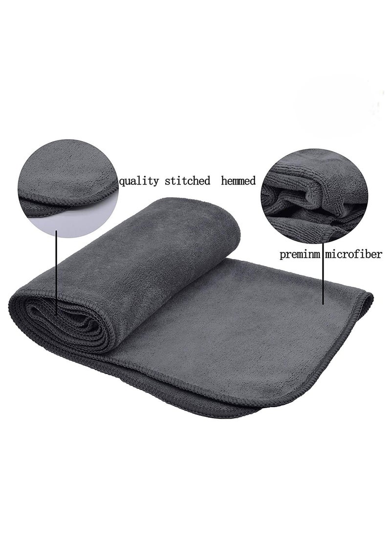 Showstopper Super Soft Microfiber Hand Towels Ultra Absorbent LintFree ScratchFree QuickDry 350 GSM Gym Workout Towels Set of 6 40cm x 60cm Grey