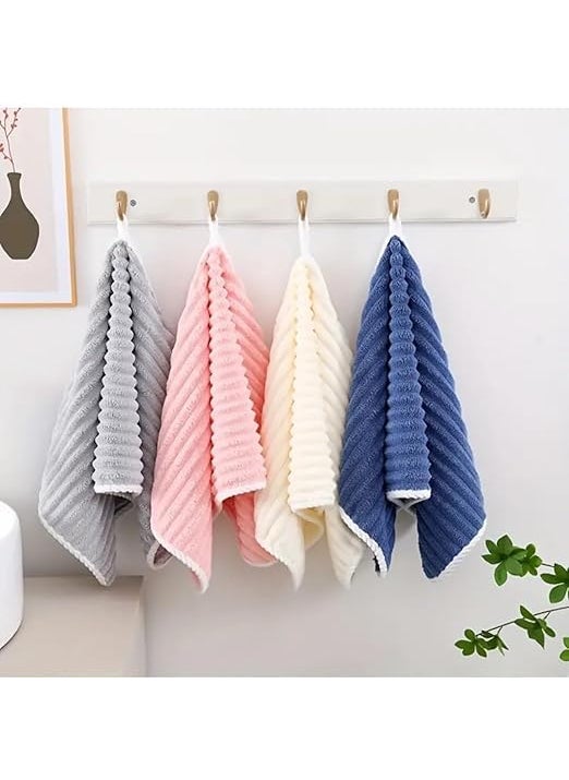 Khillayox 400 GSM Microfiber AntiBacterial Soft Hand Towel Stripe Pattern Super Soft and Absorbent Multipurpose Towels for Bathroom Gym Workout Towels40 x 60 CM Multicolor Pack of 5