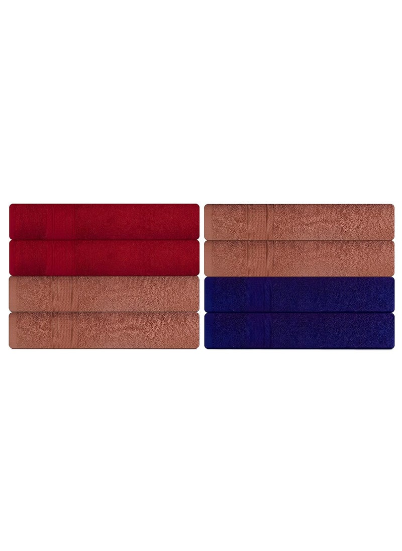 KSC Shop Royal Multicolor Cotton Hand Towels Set of 8 Hand Towels Bathroom Towel Bathroom Napkin 60 cm x 40 cm 2 Maroon4 Brown and 2 Navy Blue