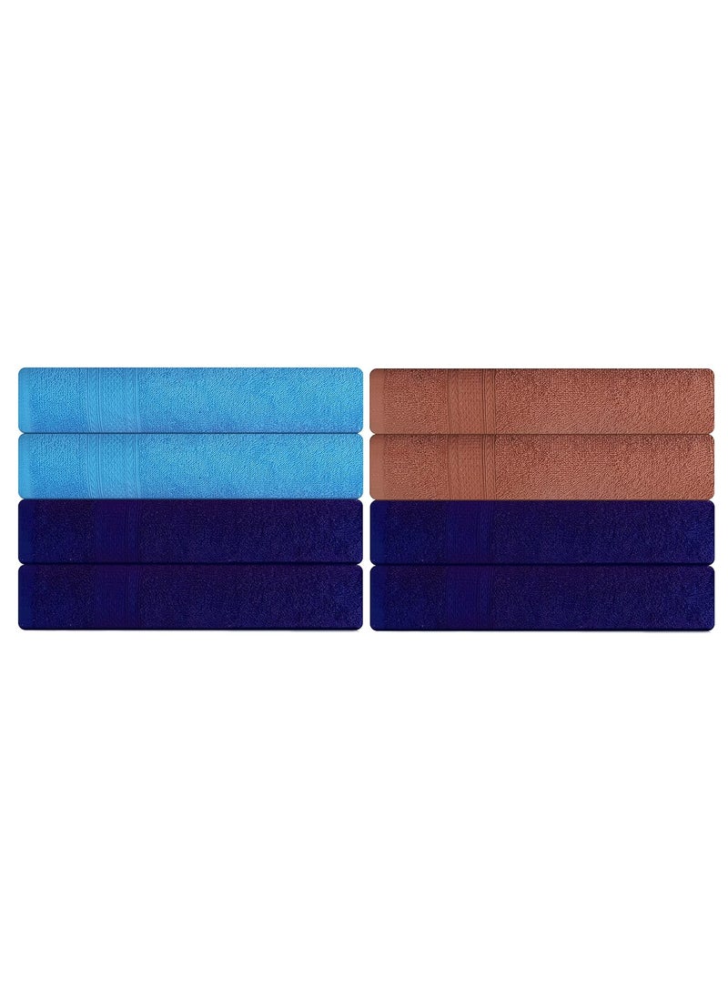 KSC Shop Royal Multicolor Cotton Hand Towels Set of 8 Hand Towels Bathroom Towel Bathroom Napkin 60 cm x 40 cm 2 Sky Blue4 Navy Blue and 2 Brown