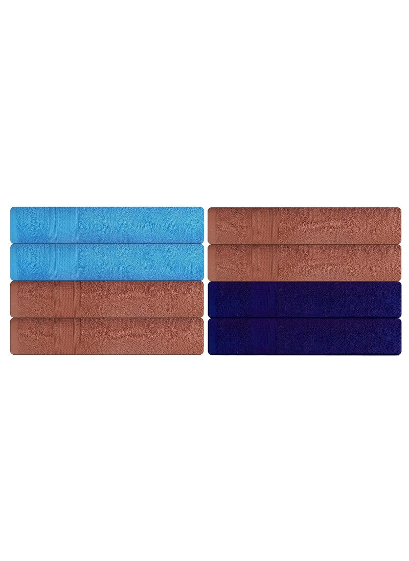 KSC Shop Royal Multicolor Cotton Hand Towels Set of 8 Hand Towels Bathroom Towel Bathroom Napkin 60 cm x 40 cm 2 Sky Blue4 Brown and 2 Navy Blue