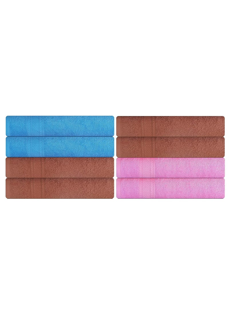 KSC Shop Royal Multicolor Cotton Hand Towels Set of 8 Hand Towels Bathroom Towel Bathroom Napkin 60 cm x 40 cm 2 Sky Blue4 Brown and 2 Baby Pink