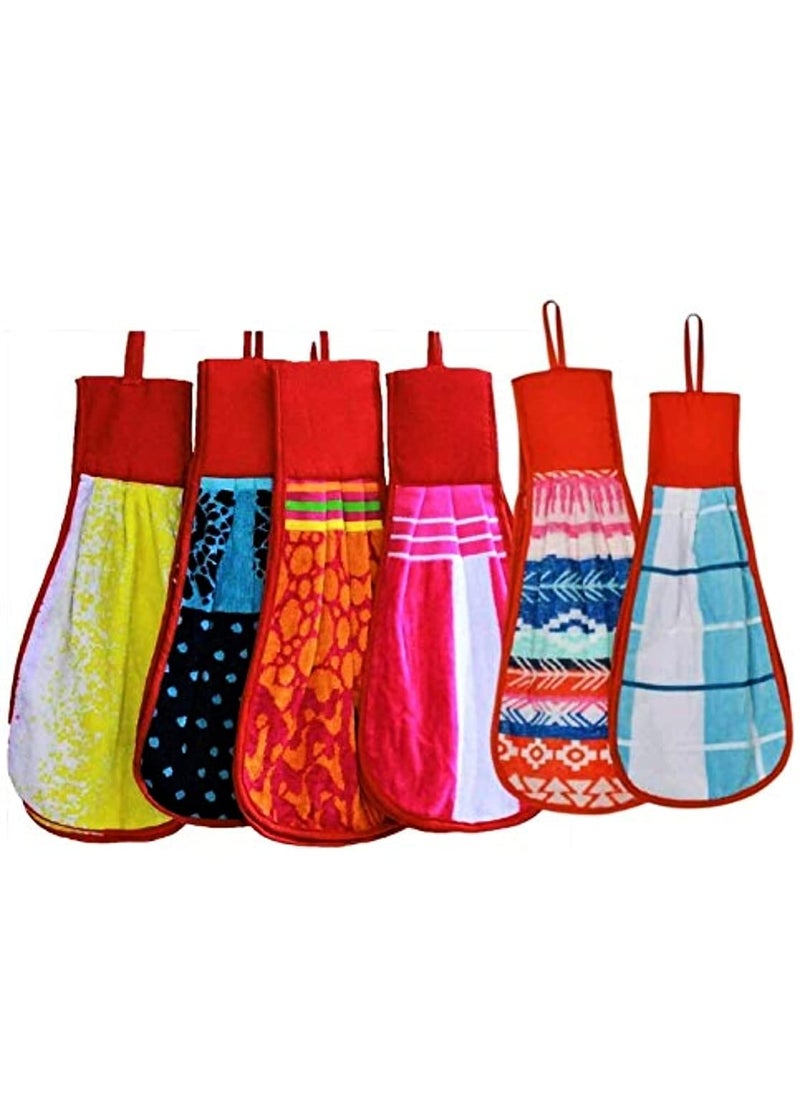 JBG Home Store Microfibre Wash Basin Towel Premium Soft Hand Towel for Bathroom Hanging Napkins for Kitchen 200 GSM Pack of 6 23 x 44 cm Multicolor