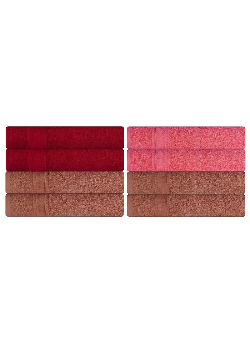 KSC Shop Royal Multicolor Cotton Hand Towels Set of 8 Hand Towels Bathroom Towel Bathroom Napkin 60 cm x 40 cm 2 Peach4 Brown and 2 Maroon
