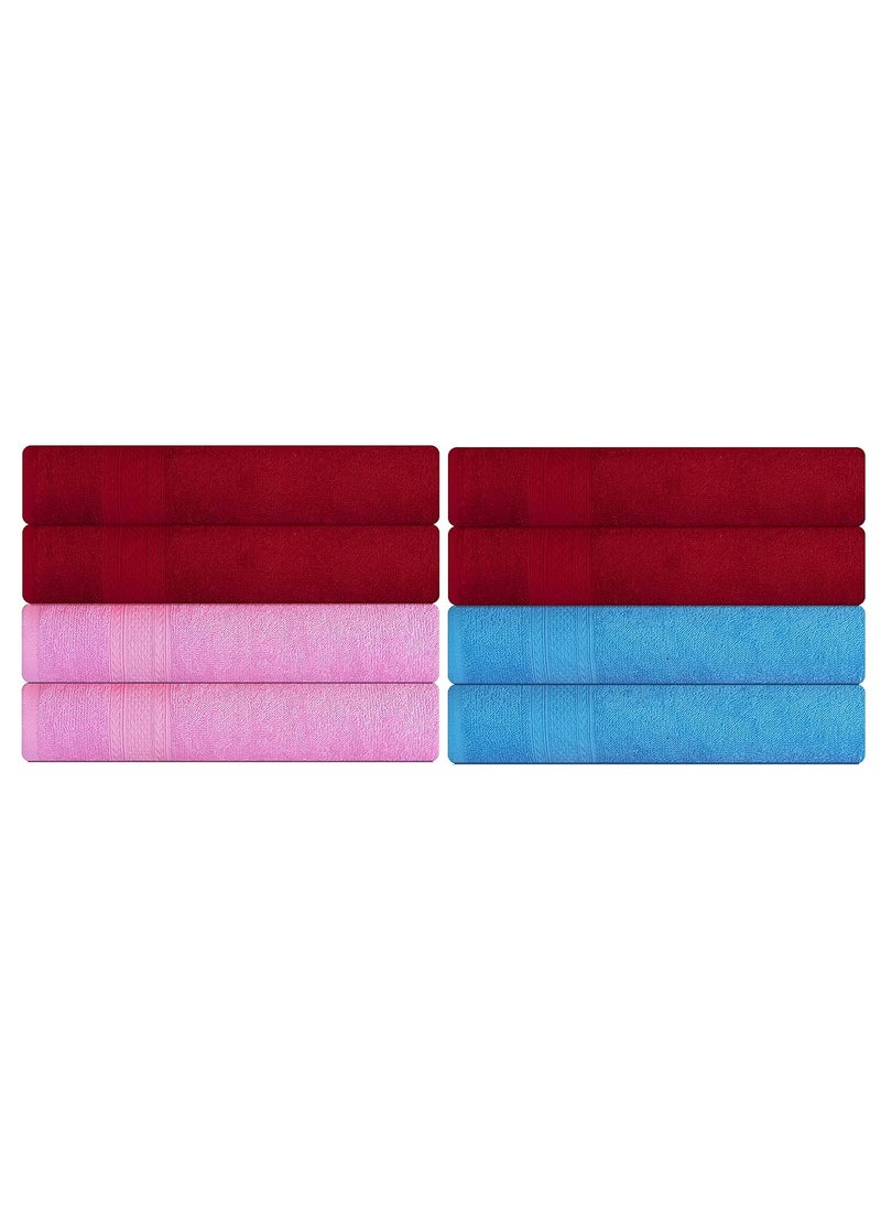 KSC Shop Royal Multicolor Cotton Hand Towels Set of 8 Hand Towels Bathroom Towel Bathroom Napkin 60 cm x 40 cm 2 Sky Blue4 Maroon and 2 Baby Pink