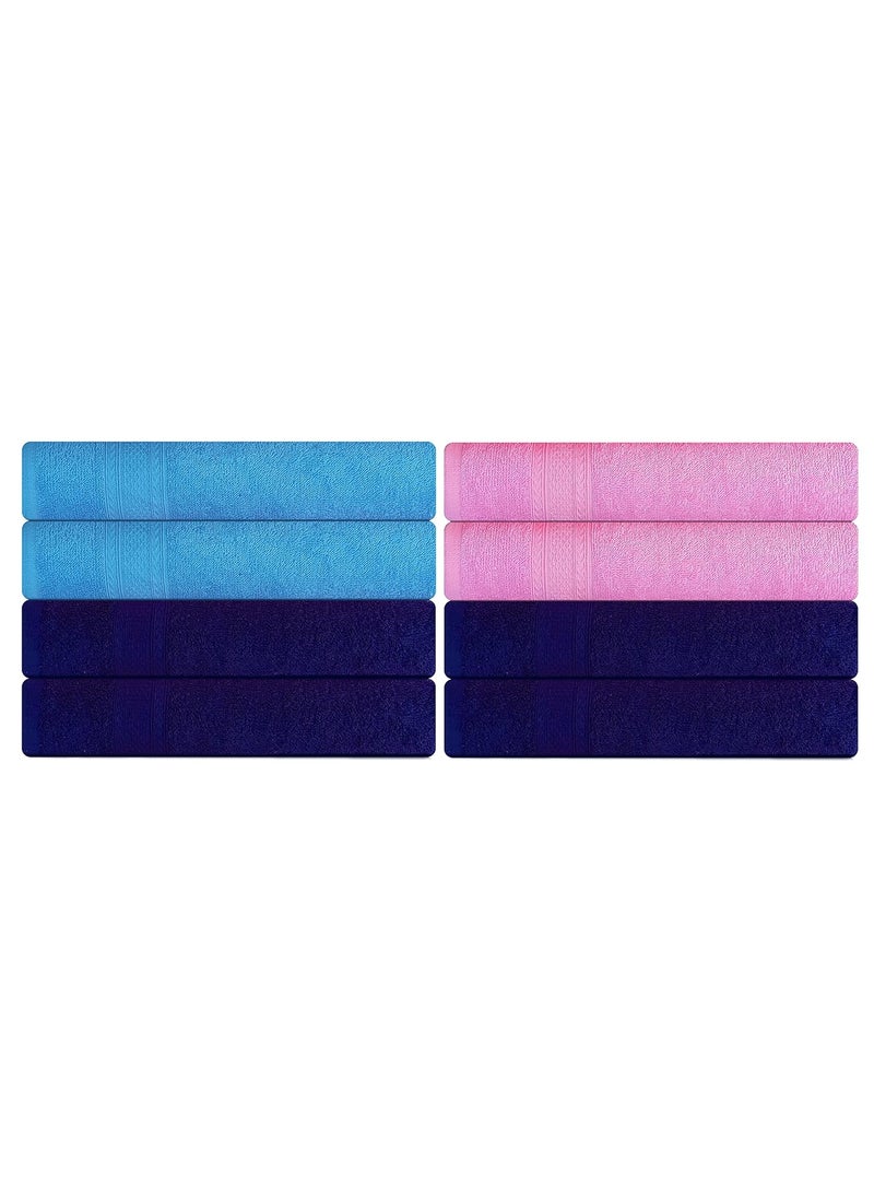KSC Shop Royal Multicolor Cotton Hand Towels Set of 8 Hand Towels Bathroom Towel Bathroom Napkin 60 cm x 40 cm 2 Sky Blue4 Navy Blue and 2 Baby Pink