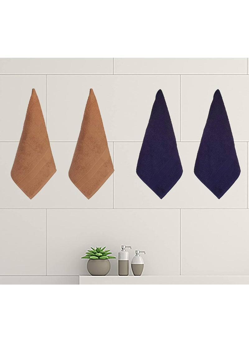 KSC Shop Royal Multicolor Cotton Hand Towels Set of 8 Hand Towels Bathroom Towel Bathroom Napkin 60 cm x 40 cm 2 Peach2 Maroon2 Navy Blue and 2 Brown