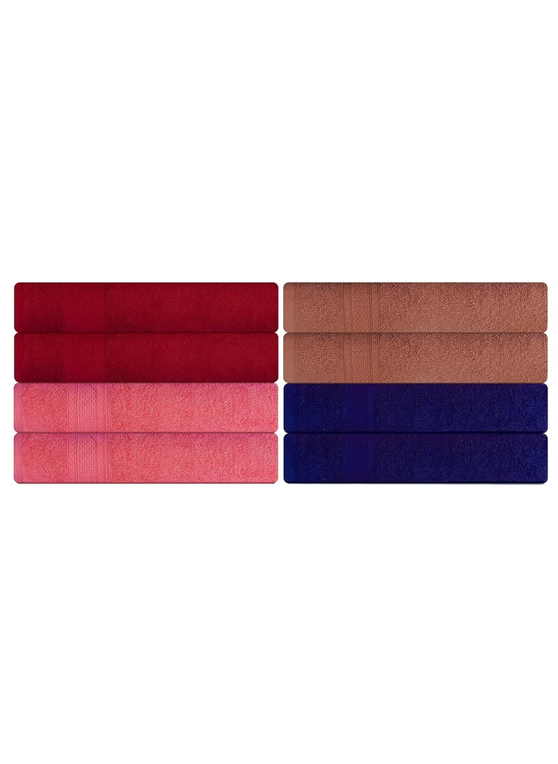 KSC Shop Royal Multicolor Cotton Hand Towels Set of 8 Hand Towels Bathroom Towel Bathroom Napkin 60 cm x 40 cm 2 Peach2 Maroon2 Navy Blue and 2 Brown