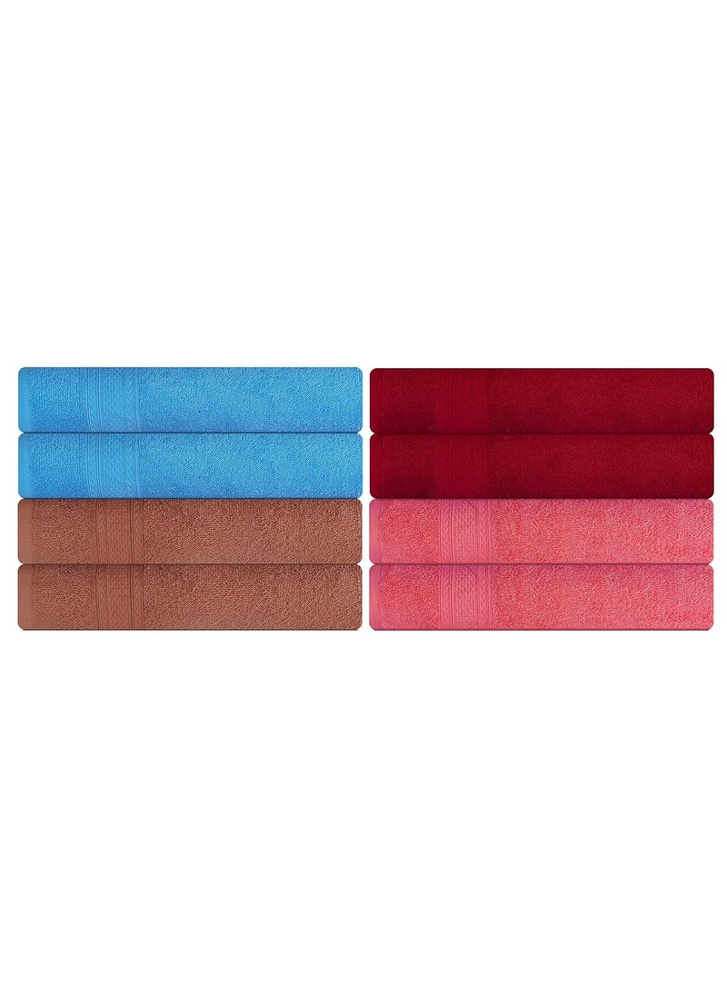 KSC Shop Royal Multicolor Cotton Hand Towels Set of 8 Hand Towels Bathroom Towel Bathroom Napkin 60 cm x 40 cm 2 Peach2 Sky Blue2 Maroon and 2 Brown