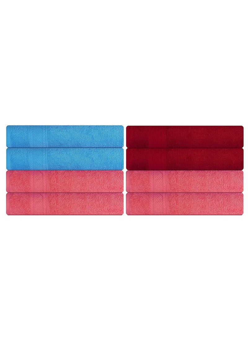KSC Shop Royal Multicolor Cotton Hand Towels Set of 8 Hand Towels Bathroom Towel Bathroom Napkin 60 cm x 40 cm 2 Maroon4 Peach and 2 Sky Blue