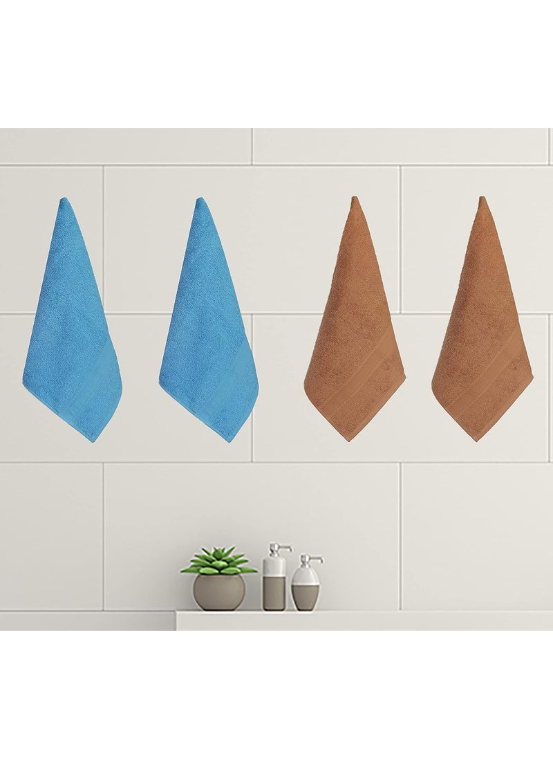 KSC Shop Royal Multicolor Cotton Hand Towels Set of 8 Hand Towels Bathroom Towel Bathroom Napkin 60 cm x 40 cm 2 Peach4 Sky Blue and 2 Brown