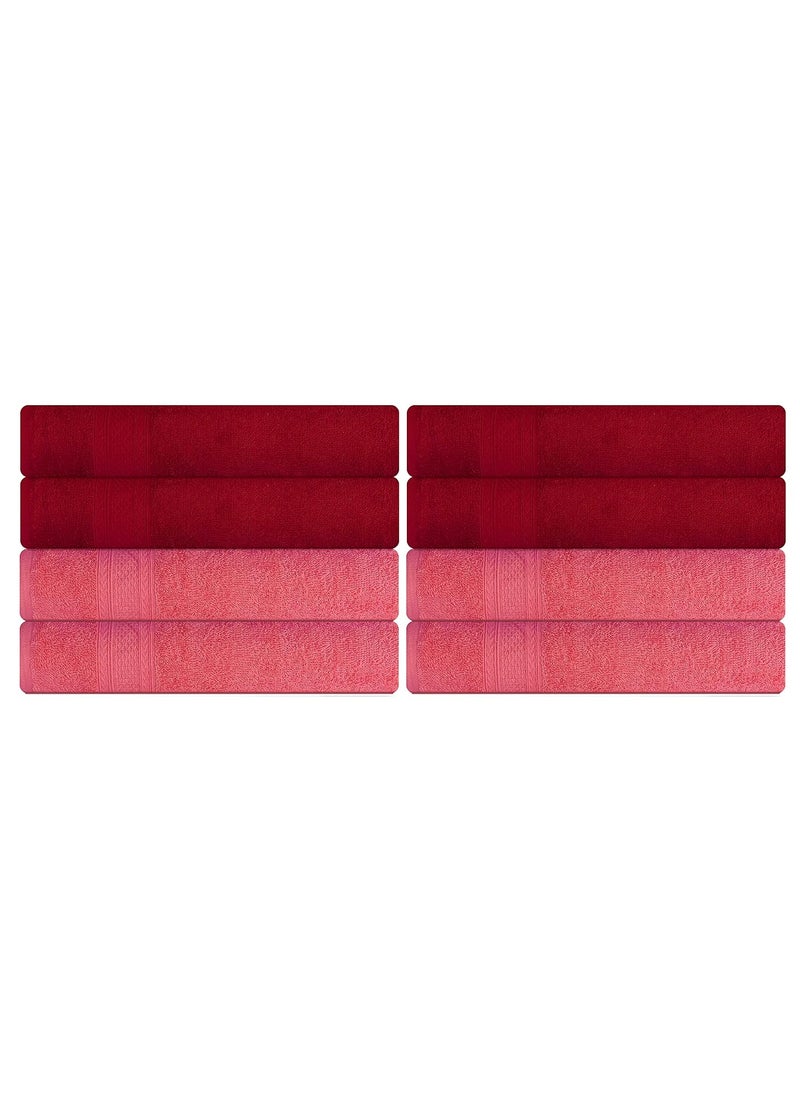 KSC Shop Royal Multicolor Cotton Hand Towels Set of 8 Hand Towels Bathroom Towel Bathroom Napkin 60 cm x 40 cm 4 Maroon and 4 Peach