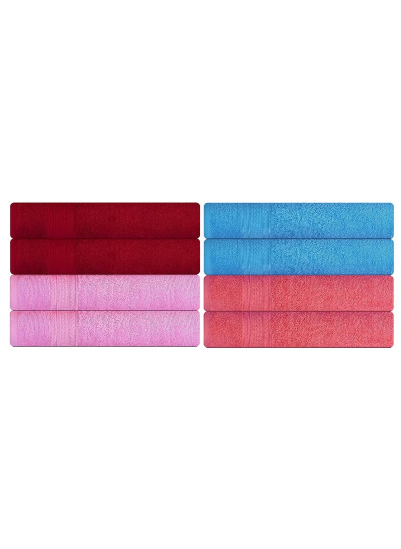 KSC Shop Royal Multicolor Cotton Hand Towels Set of 8 Hand Towels Bathroom Towel Bathroom Napkin 60 cm x 40 cm 2 Baby Pink2 Maroon2 Sky Blue and 2 Peach