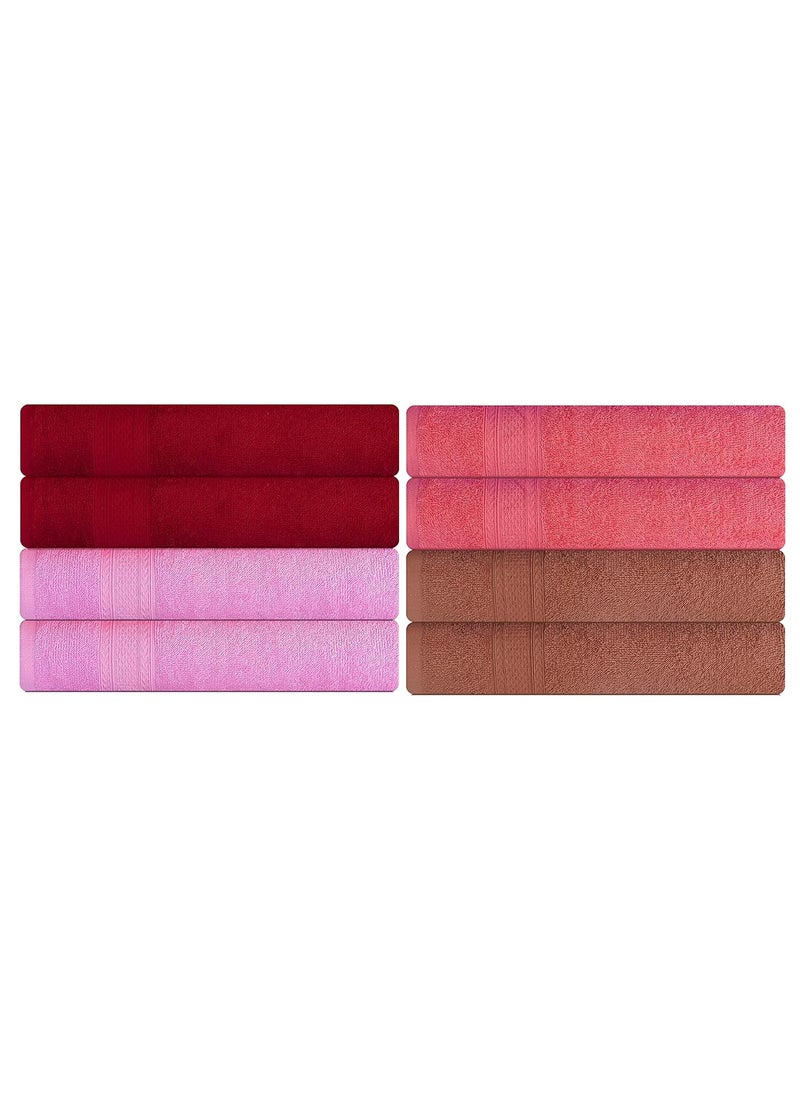 KSC Shop Royal Multicolor Cotton Hand Towels Set of 8 Hand Towels Bathroom Towel Bathroom Napkin 60 cm x 40 cm 2 Baby Pink2 Maroon2 Peach and 2 Brown