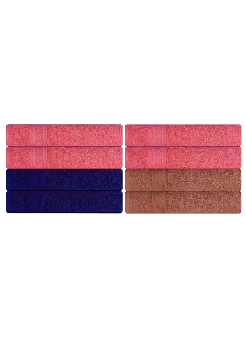 KSC Shop Royal Multicolor Cotton Hand Towels Set of 8 Hand Towels Bathroom Towel Bathroom Napkin 60 cm x 40 cm 2 Brown4 Peach and 2 Navy Blue