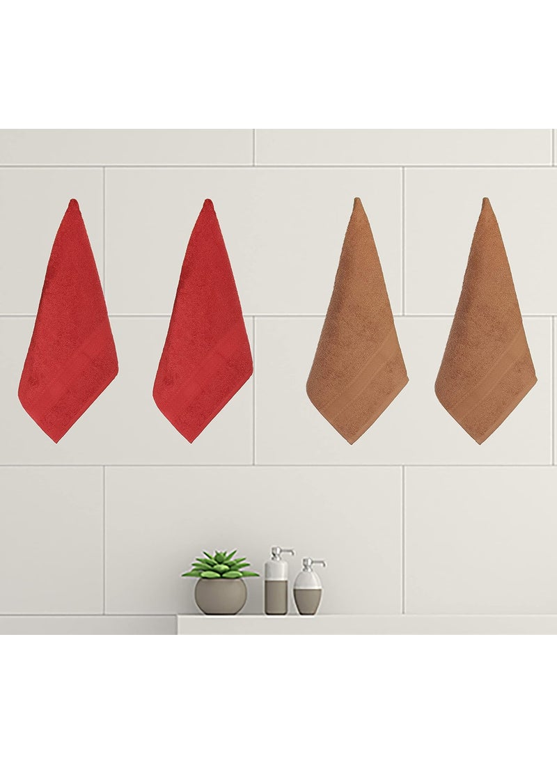 KSC Shop Royal Multicolor Cotton Hand Towels Set of 8 Hand Towels Bathroom Towel Bathroom Napkin 60 cm x 40 cm 2 Peach2 Maroon2 Sky Blue and 2 Brown