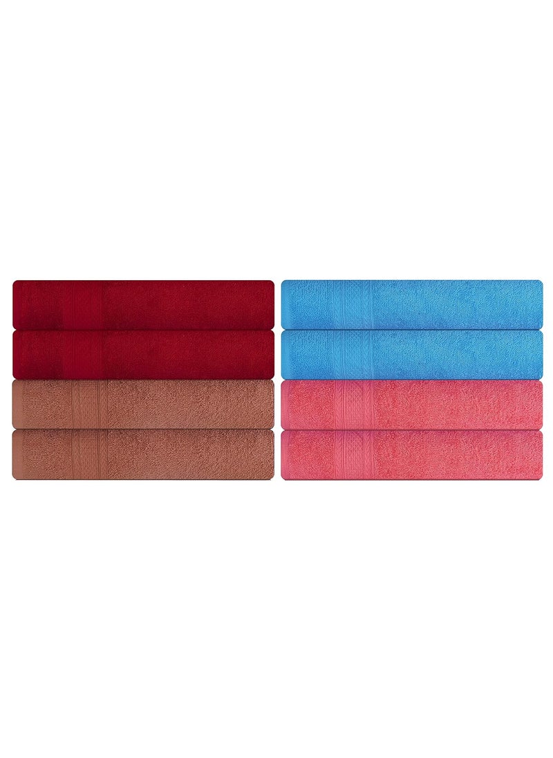 KSC Shop Royal Multicolor Cotton Hand Towels Set of 8 Hand Towels Bathroom Towel Bathroom Napkin 60 cm x 40 cm 2 Peach2 Maroon2 Sky Blue and 2 Brown