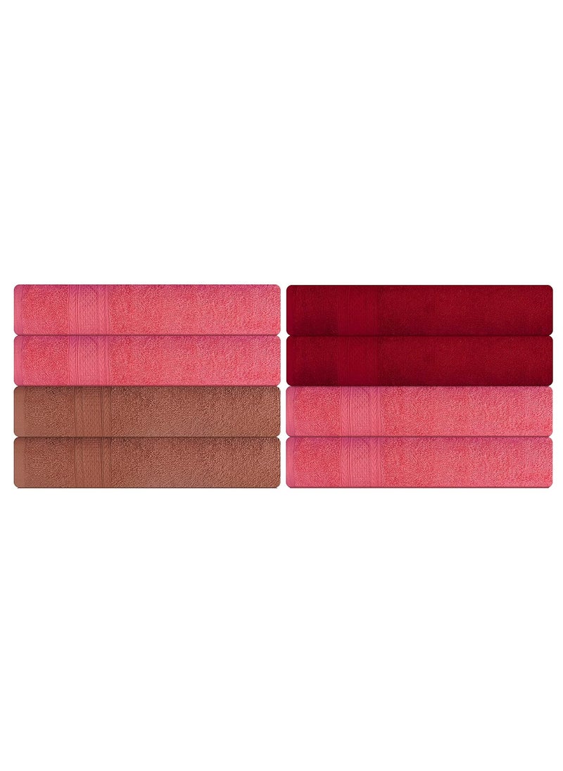 KSC Shop Royal Multicolor Cotton Hand Towels Set of 8 Hand Towels Bathroom Towel Bathroom Napkin 60 cm x 40 cm 2 Maroon4 Peach and 2 Brown
