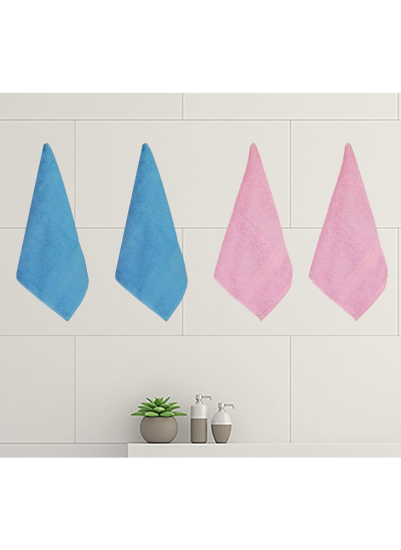 KSC Shop Royal Multicolor Cotton Hand Towels Set of 8 Hand Towels Bathroom Towel Bathroom Napkin 60 cm x 40 cm 4 Sky Blue and 4 Baby Pink